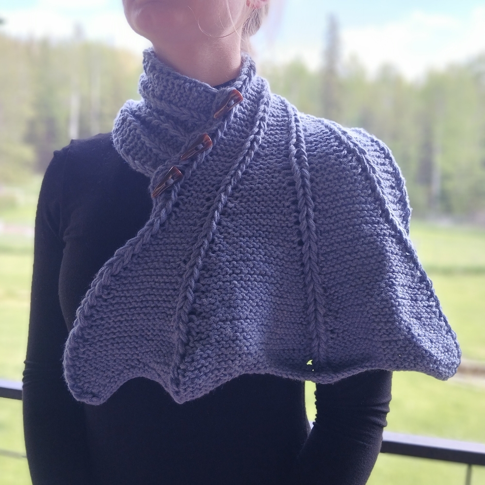 Dragon Wing Cowl Scarf - Denim